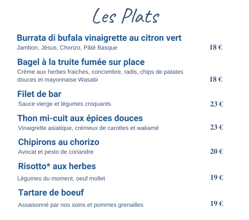 carte des plats carte des plats