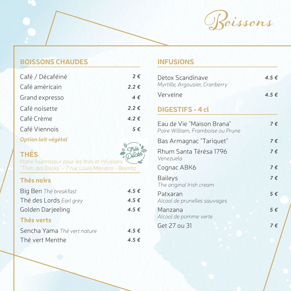 carte des desserts