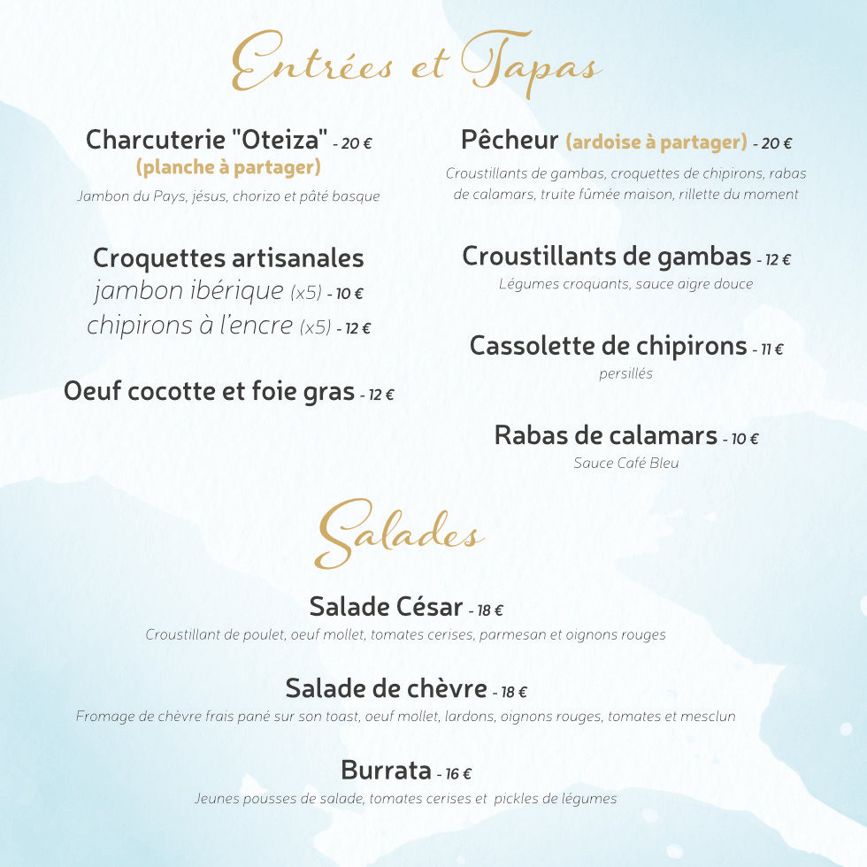 carte des plats